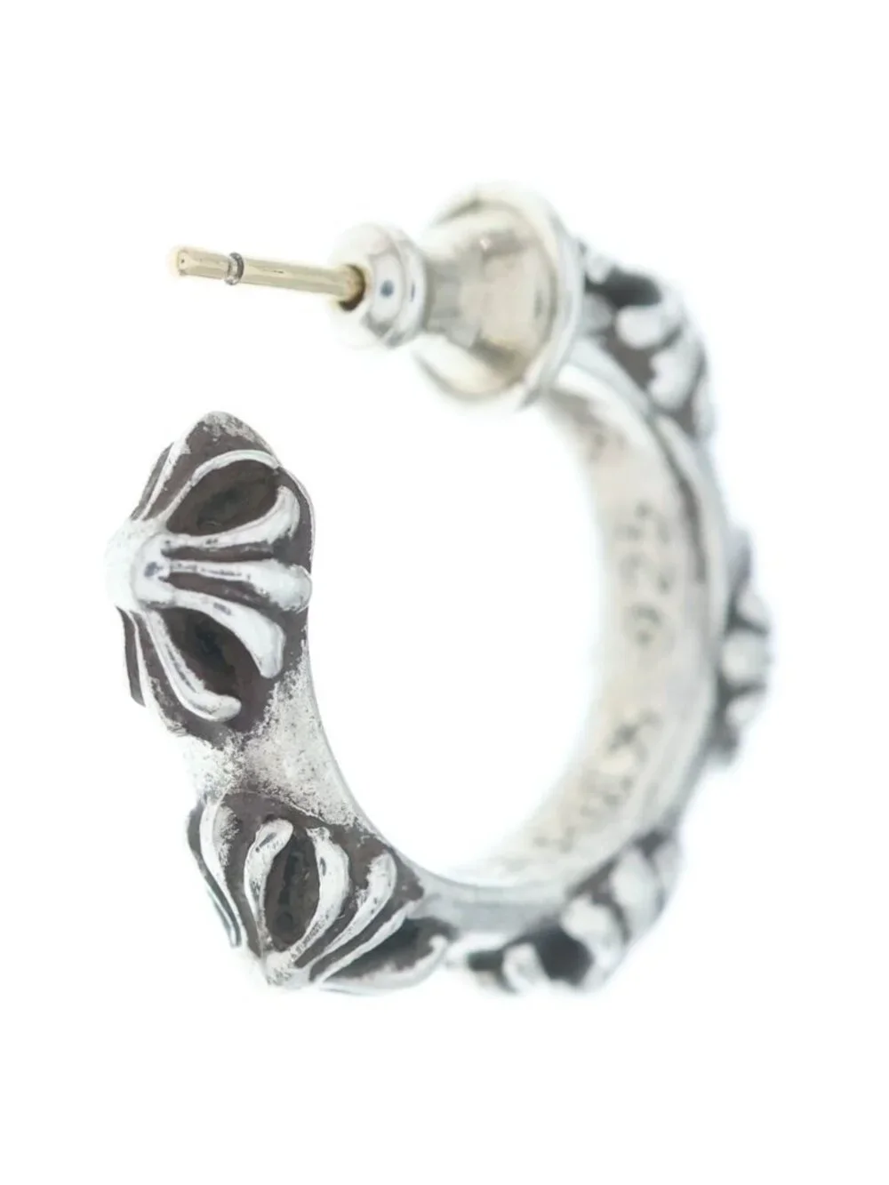 Chrome Hearts Hoop Cross Band Earrings Silver